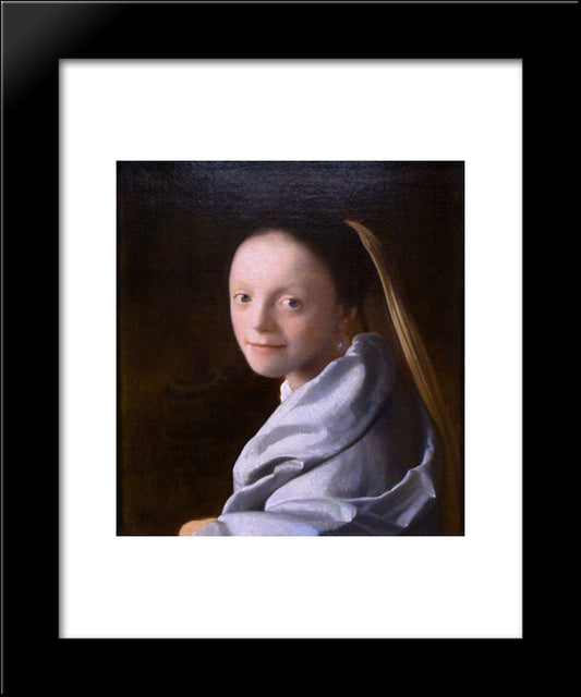 Study Of A Young Woman 20x24 Black Modern Wood Framed Art Print Poster by Vermeer, Johannes