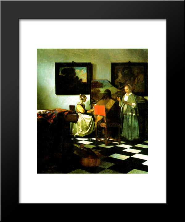 The Concert 20x24 Black Modern Wood Framed Art Print Poster by Vermeer, Johannes