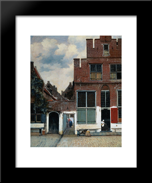 The Little Street 20x24 Black Modern Wood Framed Art Print Poster by Vermeer, Johannes