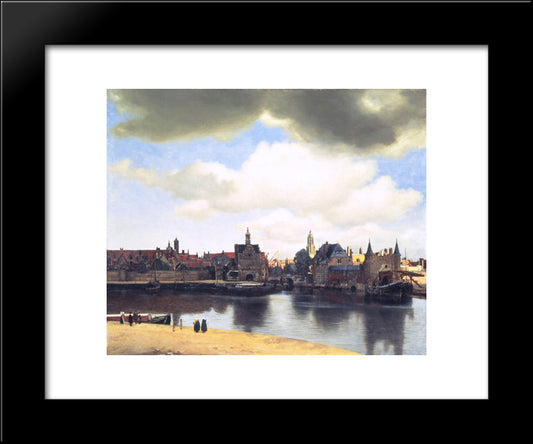 View On Delft 20x24 Black Modern Wood Framed Art Print Poster by Vermeer, Johannes