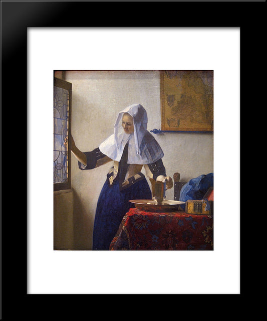 Young Woman With A Water Pitcher 20x24 Black Modern Wood Framed Art Print Poster by Vermeer, Johannes