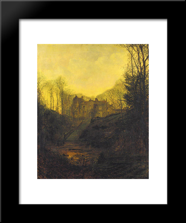 A Manor House In Autumn 20x24 Black Modern Wood Framed Art Print Poster by Grimshaw, John Atkinson