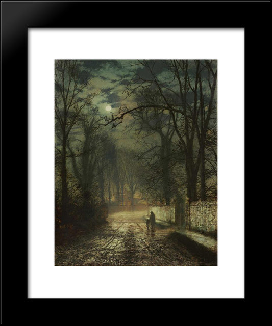 A Moonlit Lane 20x24 Black Modern Wood Framed Art Print Poster by Grimshaw, John Atkinson