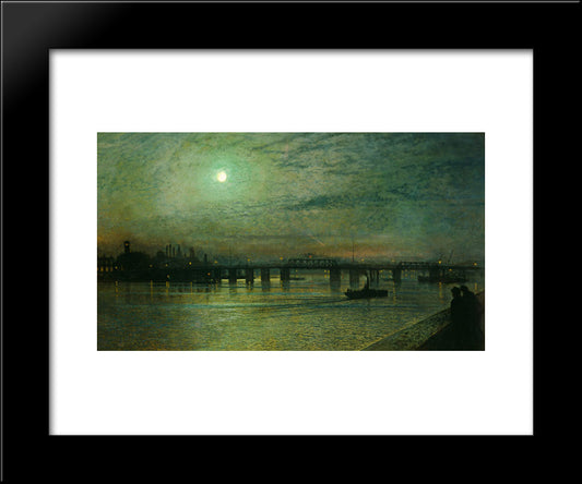 Battersea Bridge 20x24 Black Modern Wood Framed Art Print Poster by Grimshaw, John Atkinson