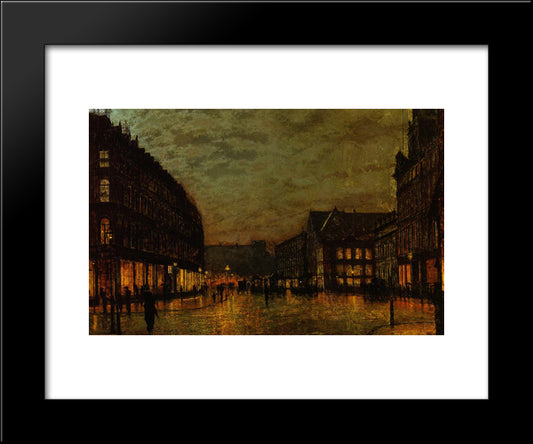 Boars Lane, Leeds By Lamplight 20x24 Black Modern Wood Framed Art Print Poster by Grimshaw, John Atkinson