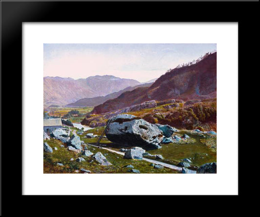 Bowder Stone, Borrowdale 20x24 Black Modern Wood Framed Art Print Poster by Grimshaw, John Atkinson