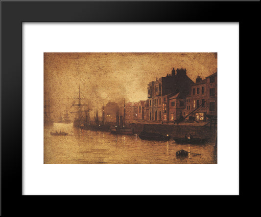 Evening, Whitby Harbour 20x24 Black Modern Wood Framed Art Print Poster by Grimshaw, John Atkinson