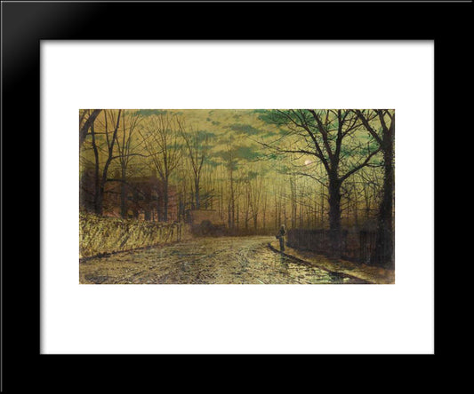 Figure On A Moonlit Lane 20x24 Black Modern Wood Framed Art Print Poster by Grimshaw, John Atkinson