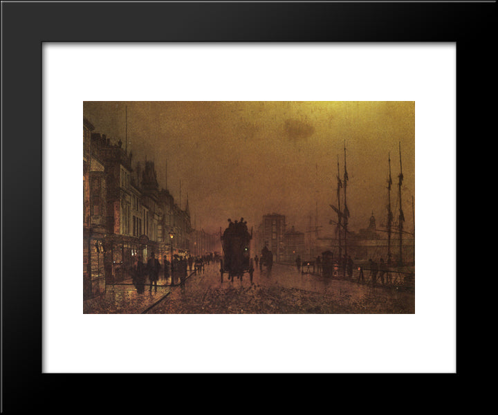 Glasgow Docks 20x24 Black Modern Wood Framed Art Print Poster by Grimshaw, John Atkinson