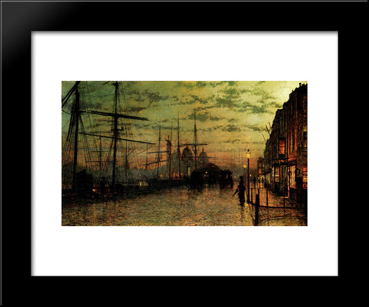 Humber Docks, Hull 20x24 Black Modern Wood Framed Art Print Poster by Grimshaw, John Atkinson