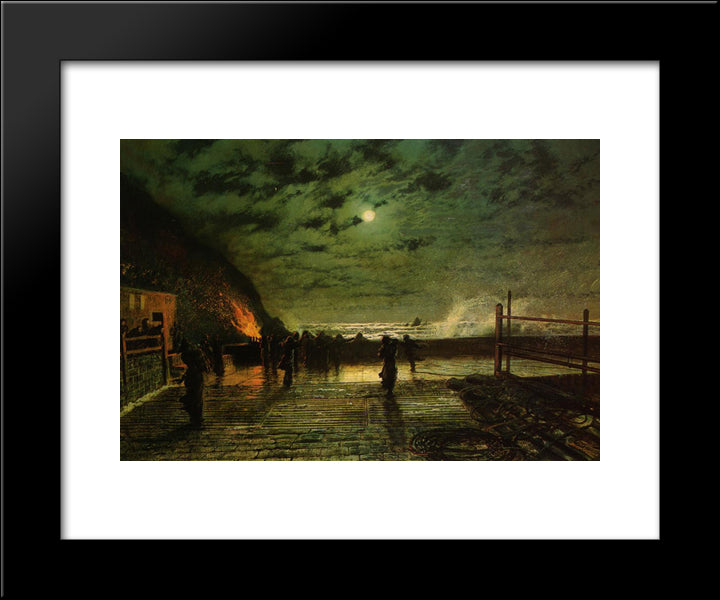 In Peril (The Harbour Flare) 20x24 Black Modern Wood Framed Art Print Poster by Grimshaw, John Atkinson