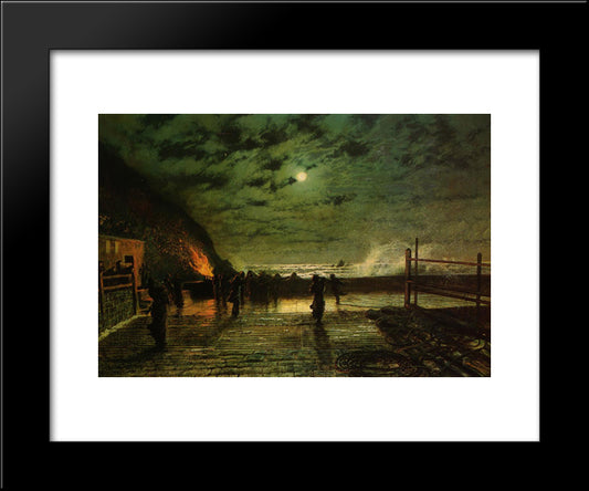 In Peril (The Harbour Flare) 20x24 Black Modern Wood Framed Art Print Poster by Grimshaw, John Atkinson