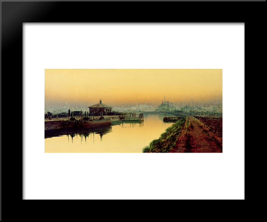 Knostrop Cut, Leeds, Sunday Night 20x24 Black Modern Wood Framed Art Print Poster by Grimshaw, John Atkinson