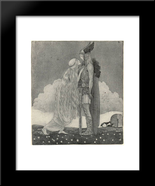 Freyja And Svipdag 20x24 Black Modern Wood Framed Art Print Poster by Bauer, John