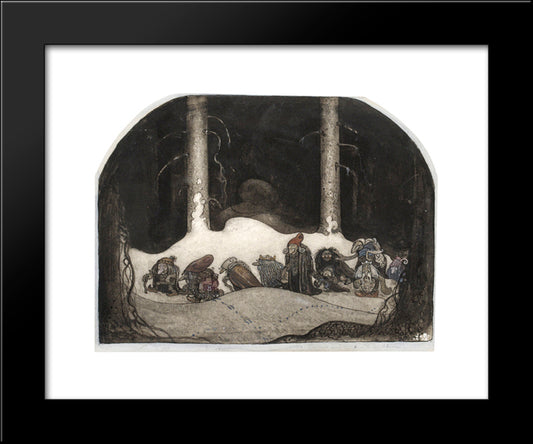 In The Christmas Night 20x24 Black Modern Wood Framed Art Print Poster by Bauer, John