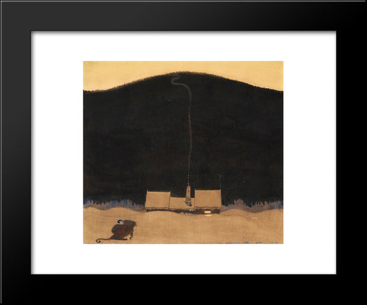 Stugan Vid Bergets Fot 20x24 Black Modern Wood Framed Art Print Poster by Bauer, John