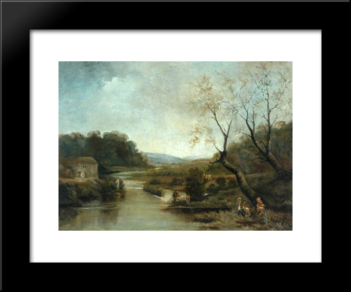 Old Corn Mill, Stockbridge 20x24 Black Modern Wood Framed Art Print Poster by Bradley, John