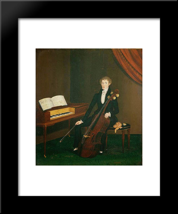 The Cellist 20x24 Black Modern Wood Framed Art Print Poster by Bradley, John