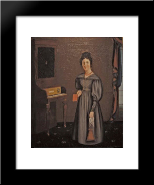 Woman Before A Pianoforte 20x24 Black Modern Wood Framed Art Print Poster by Bradley, John