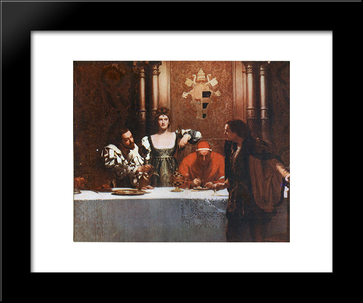 A Glass Of Wine With Caesar Borgia 20x24 Black Modern Wood Framed Art Print Poster by Collier, John