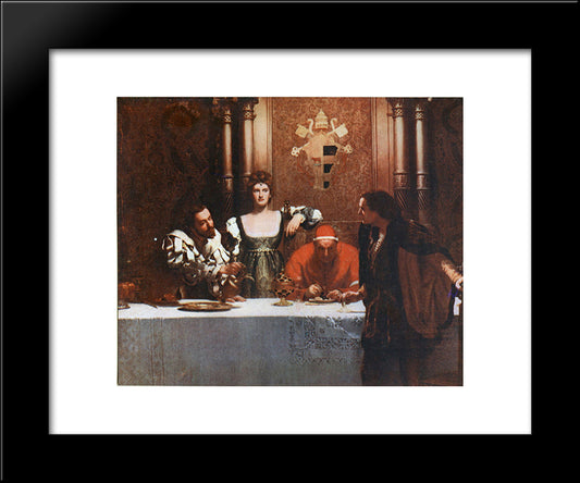 A Glass Of Wine With Caesar Borgia 20x24 Black Modern Wood Framed Art Print Poster by Collier, John
