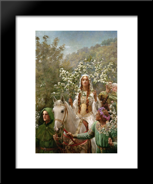 Queen Guinevre'S Maying 20x24 Black Modern Wood Framed Art Print Poster by Collier, John