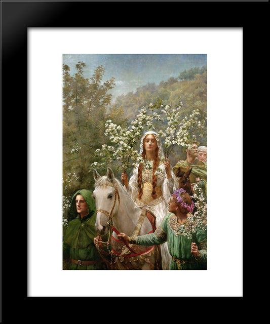 Queen Guinevre'S Maying 20x24 Black Modern Wood Framed Art Print Poster by Collier, John