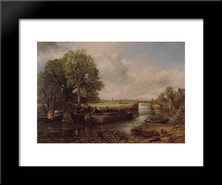 A View On The Stour Near Dedham 20x24 Black Modern Wood Framed Art Print Poster by Constable, John