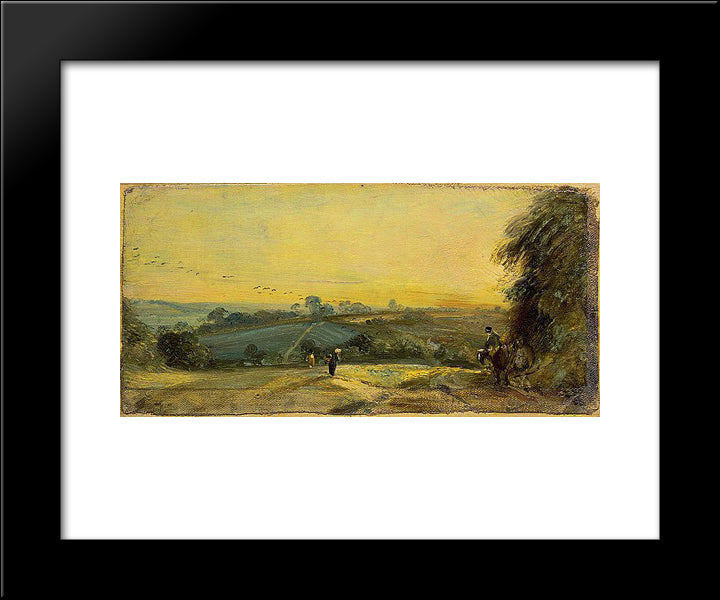 Autumn Sunset 20x24 Black Modern Wood Framed Art Print Poster by Constable, John