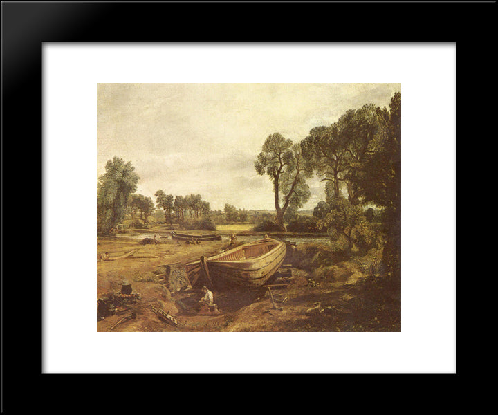 Boat Building 20x24 Black Modern Wood Framed Art Print Poster by Constable, John