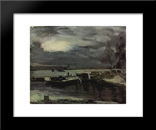 Boats On The Stour 20x24 Black Modern Wood Framed Art Print Poster by Constable, John