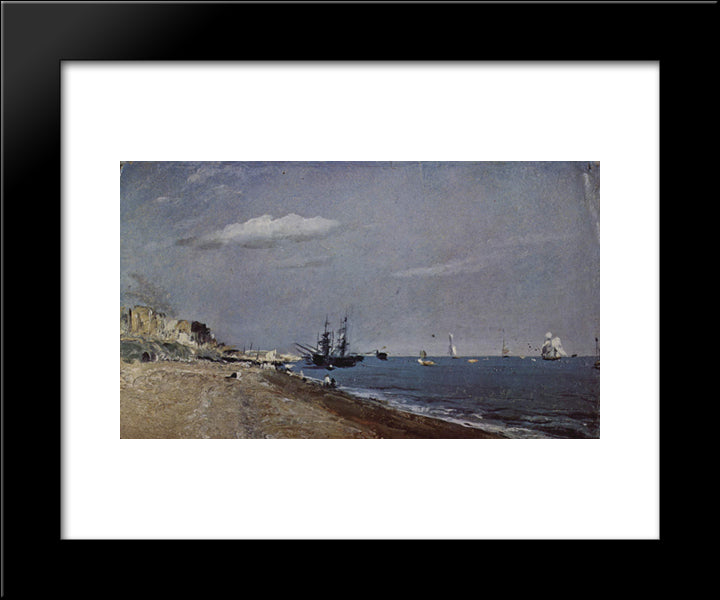 Brighton Beach With Colliers 20x24 Black Modern Wood Framed Art Print Poster by Constable, John