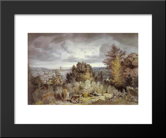 Dedham Church And Vale 20x24 Black Modern Wood Framed Art Print Poster by Constable, John