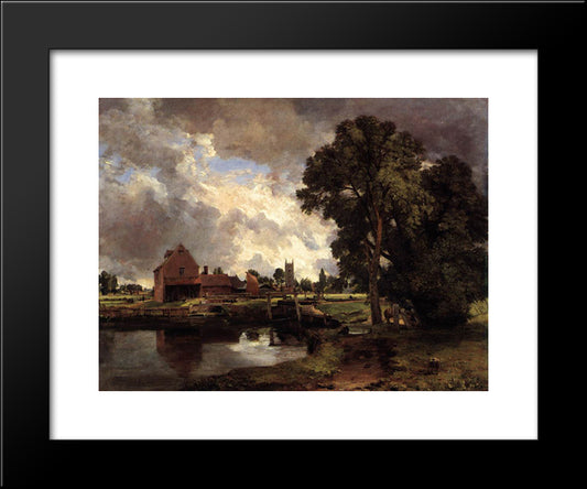 Dedham Lock And Mill 20x24 Black Modern Wood Framed Art Print Poster by Constable, John