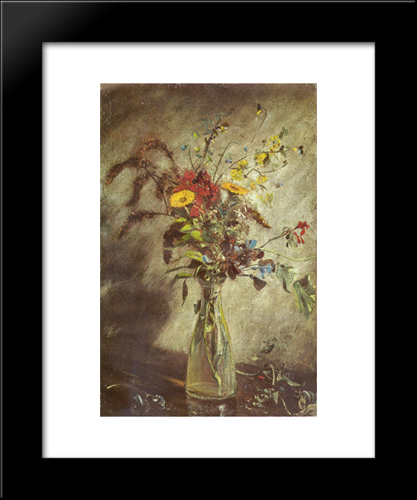 Flowers In A Glass Vase 20x24 Black Modern Wood Framed Art Print Poster by Constable, John