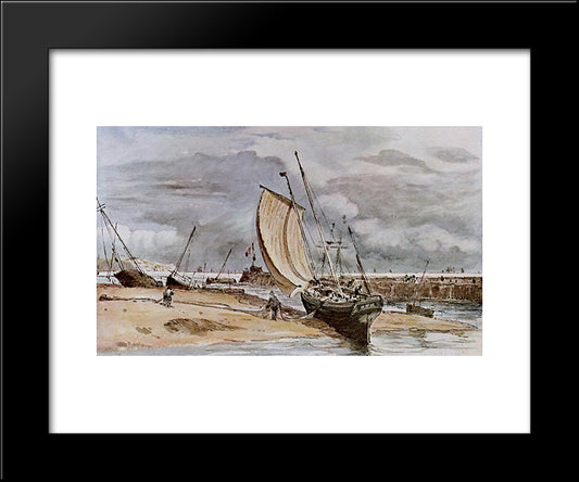 Fokstone Harbour 20x24 Black Modern Wood Framed Art Print Poster by Constable, John