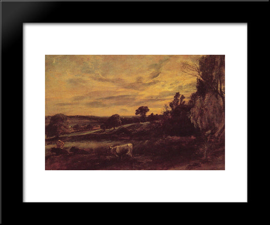 Landscape Evening 20x24 Black Modern Wood Framed Art Print Poster by Constable, John