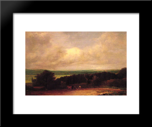 Landscape Ploughing Scene In Suffolk 20x24 Black Modern Wood Framed Art Print Poster by Constable, John