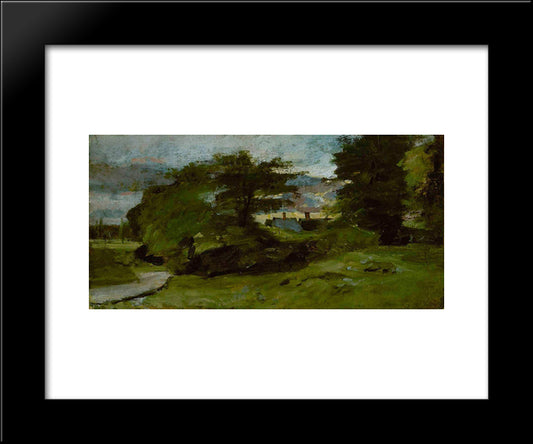 Landscape With Cottages 20x24 Black Modern Wood Framed Art Print Poster by Constable, John