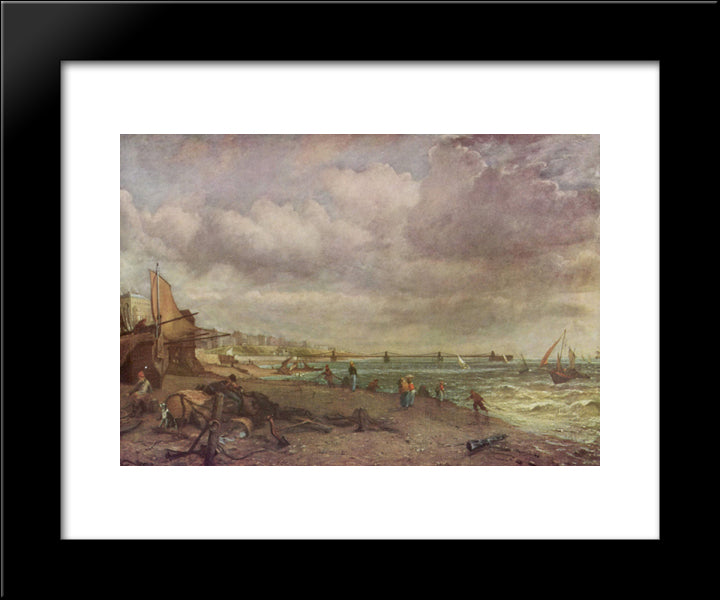 Marine Parade And Old Chain Pier 20x24 Black Modern Wood Framed Art Print Poster by Constable, John