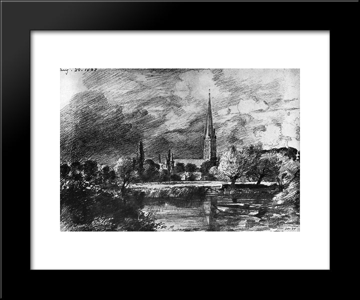 Salisbury Cathedral 20x24 Black Modern Wood Framed Art Print Poster by Constable, John