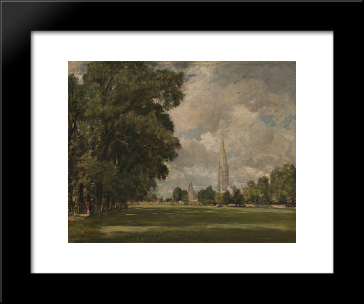 Salisbury Cathedral From Lower Marsh Close 20x24 Black Modern Wood Framed Art Print Poster by Constable, John