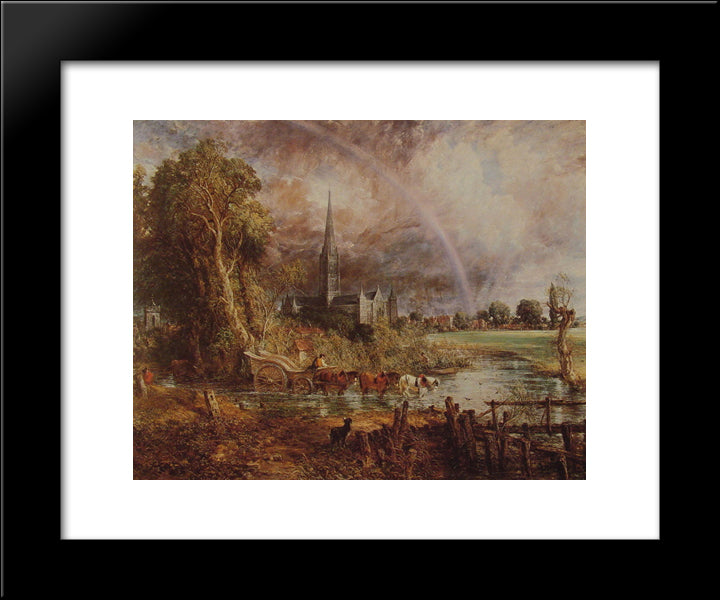 Salisbury Cathedral From The Meadows 20x24 Black Modern Wood Framed Art Print Poster by Constable, John