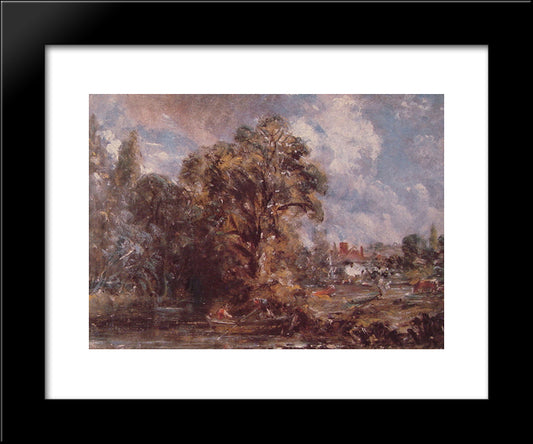 Scene On A River 1 20x24 Black Modern Wood Framed Art Print Poster by Constable, John