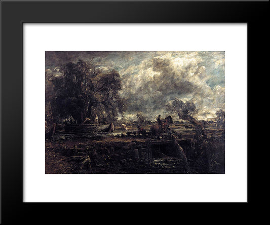 Sketch For The Leaping Horse 20x24 Black Modern Wood Framed Art Print Poster by Constable, John