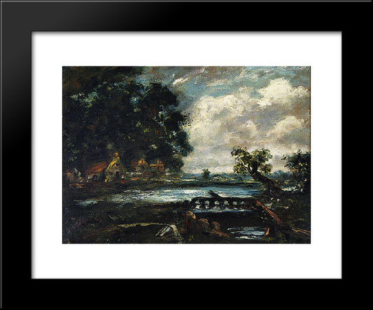 Study For The Leaping Horse (View On The Stour) 20x24 Black Modern Wood Framed Art Print Poster by Constable, John