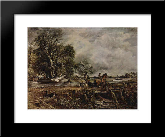 The Leaping Horse 20x24 Black Modern Wood Framed Art Print Poster by Constable, John