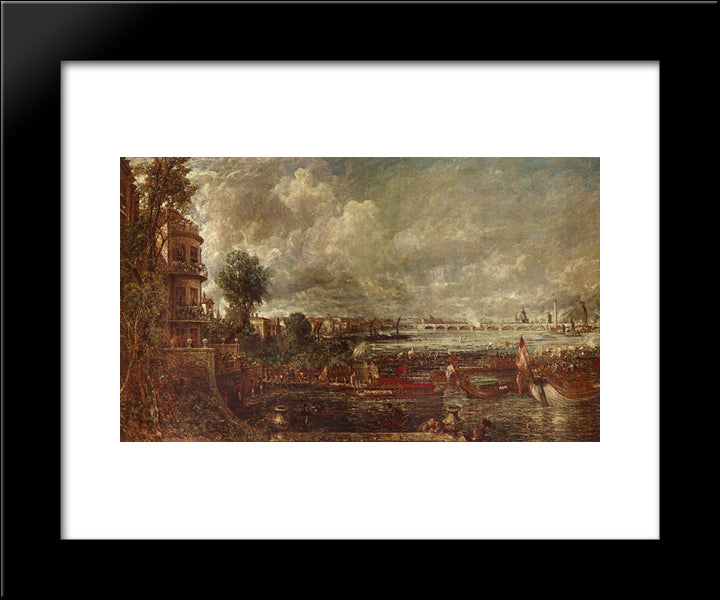 The Opening Of Waterloo Bridge Seen From Whitehall Stairs 20x24 Black Modern Wood Framed Art Print Poster by Constable, John