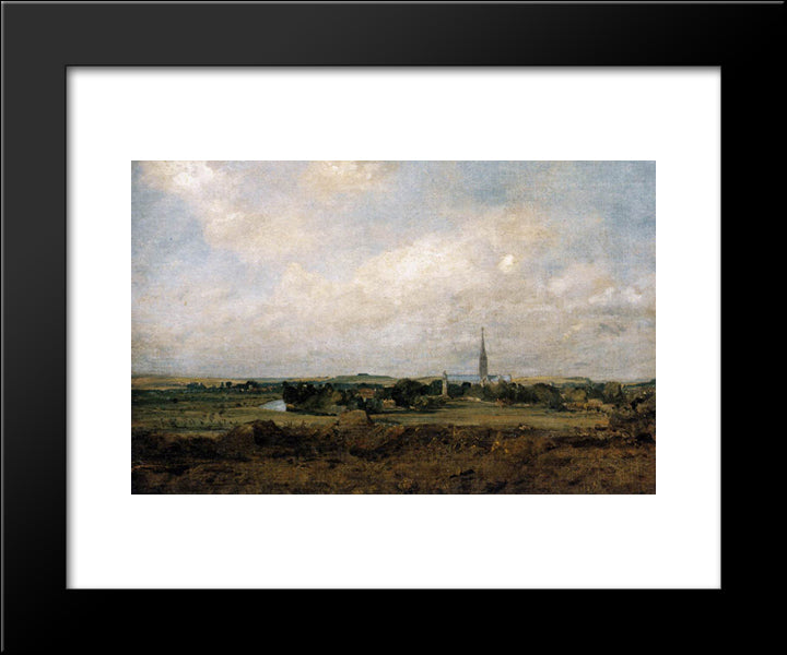 View Of Salisbury 20x24 Black Modern Wood Framed Art Print Poster by Constable, John