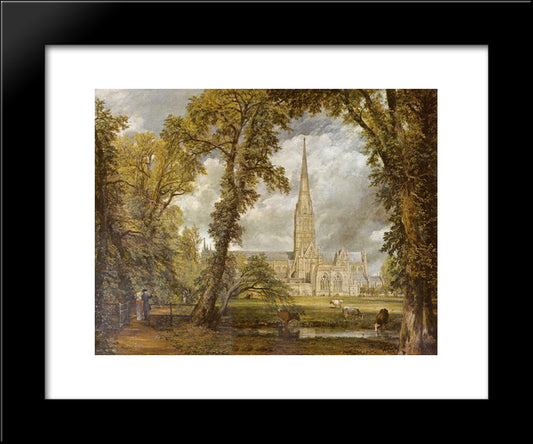 View Of Salisbury Cathedral From The Bishop'S Grounds 20x24 Black Modern Wood Framed Art Print Poster by Constable, John